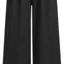 OYOANGLE Girl's Button Down Elastic High Waist Wide Leg Pants Casual Solid Trousers with Pockets Black 15Y