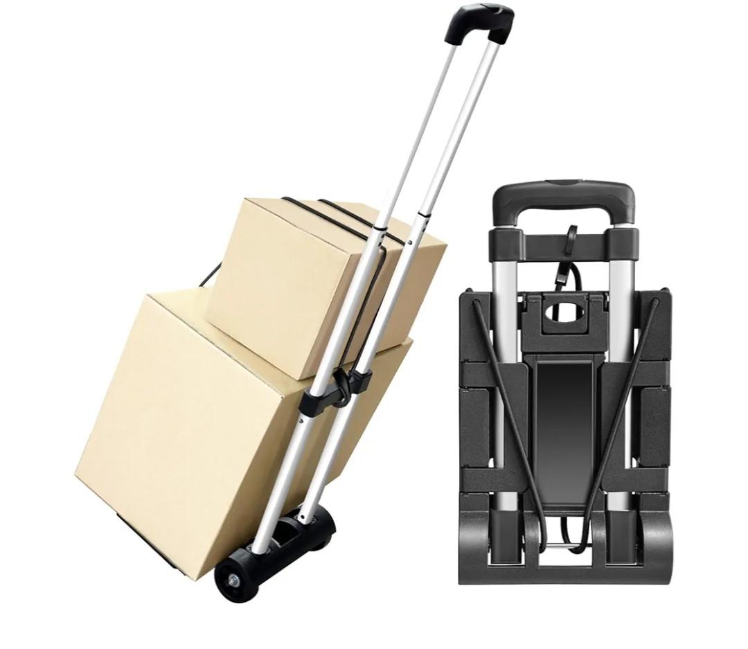Aluminum Folding Hand Trucks,Small Folding Hand Truck Dolly with 2 Wheels,Collapsible Cart Portable Dolly,Lightweight Travel Hand Truck/Heavy Duty Moving Dolly for Airport Travel Moving Use