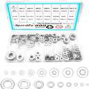 Washers, 999Pcs Washers for Screws, 304 Stainless Steel Flat Washers, Flat Washers for Bolts Assortment, Fender Washers Set, Metal Washers,17Sizes(M2 - M12 and #6-1/2")