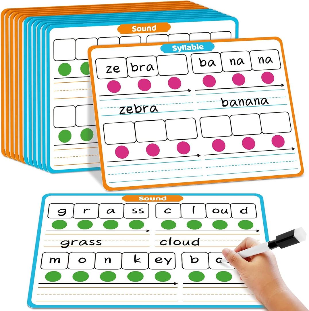 12 Packs Phonemic Awareness Dry Erase Phonics Games Flash Cards