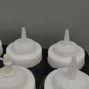 TableCraft 12634 Widemouth Condiment Squeeze Bottles, 63 mm Wide Opening, Cone-Tip Top, Tethered Cap, Clear Sauce Dispensers for Food Prep, 32 oz (946 mL), NSF, Made in USA, Pack of 6