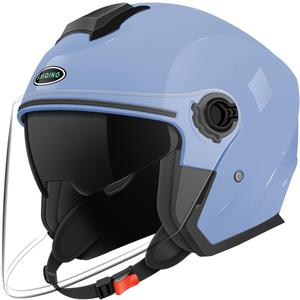 SanQing Motorcycle Open Face Helmet DOT Approved 3/4 Half Helmets for Motor-Bike Scooter Biker Adult Men Women (Medium, Blue)