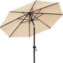wikiwiki 11 FT Patio Umbrellas Outdoor Table Market Umbrella with Push Button Tilt/Crank,8 Sturdy Ribs, Fade Resistant Waterproof POLYESTER DTY Canopy for Garden, Lawn, Deck, Backyard & Pool, Beige