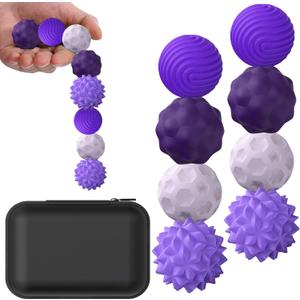 BUSOHA Silicone Fidget Balls - 8 Pack Silicone Stress Relief Balls Stone for Adults Sensory Travel Toys for Calming,Stress,Autism and ADHD,Gifts for Teens Adults,Purple (1.2 Inch)