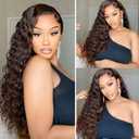 Color #4 Human Hair Bundles Chocolate Brown Water Wave Single Brown Bundle Human Hair 34 Inch Double Weft Grade 12A Unprocessed Virgin Remy Hair Extension