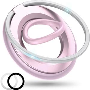 [2025 Upgrade] Magnetic Phone Grip for MagSafe, 360 Rotation Phone Ring Grip Stand, Finger Kickstand Two-Sided Magnet Compatible with iPhone 17/16/15/14/13/12/11 Pro/Max MagSafe Accessories (Pink1)