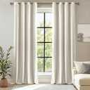 ANRODUO Ivory White Velvet Curtains 84 Inches Long Blackout Thermal Insulated Soundproof Curtain Privacy Room Darkening Curtains Grommet Window Drapes for Bedroom Living Room Set of 2