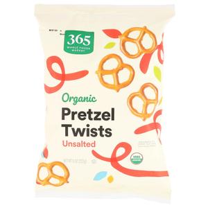 2 x 365 by Whole Foods Market, Organic Unsalted Mini Pretzel Twists, 8 Ounce (EXP 11/05/26)