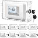 Wenqik 8 Pcs Thermostat Lock Box with Key, Clear Large Thermostat Cover on Wall, Guard Fits 7.9 x 4.7 x 2.2 Inches or Smaller