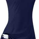 Womens Sleeveless Golf Tennis Dresses with Inner ShortsPockets for Workout Exercise (Large, Navy Blue)