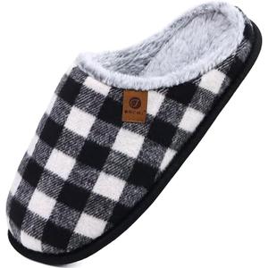 ONCAI Mens Cozy Memory Foam Scuff Slippers Slip On Warm House Shoes Indoor/Outdoor with Best Arch Support Size 44