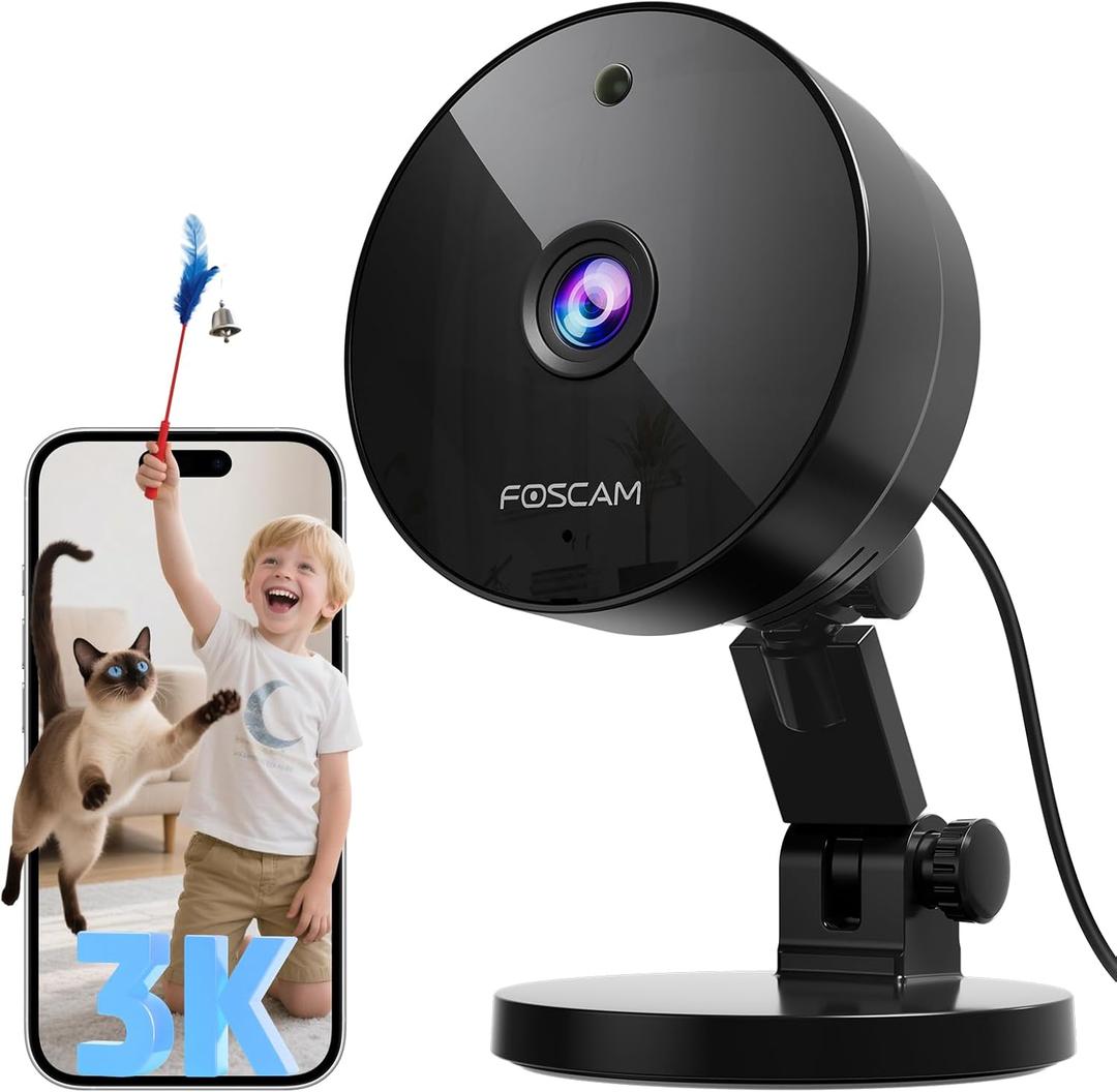 FOSCAM 3K 5MP Security Camera Indoor/Outdoor, 2.4g & 5g WiFi Magnetic Mini Dog/Cat/Pet/Baby Camera, Smart Motion Detection, 20X Zoom, 2-Way Audio, Night Vision, Home Monitor Work with Alexa & Google