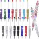 16 Pcs Glitter Beadable Pen Full Rhinestone Fancy Pens for Beads Cute Journalling Pens Multicolor Diamond Pens Fun Bling Ballpoint Pens for Women DIY Craft Office Supplies