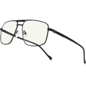 Reading Glasses for Men Square Double Bridge Blue Light Blocking Computer Readers (Black)