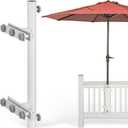 304 Stainless Steel Patio Umbrella Holder, Heavy-Duty Umbrella Deck Mount, for Outdoor Umbrella Holder for Deck Railing,Grille Deck Umbrella Mount(Grille, White)