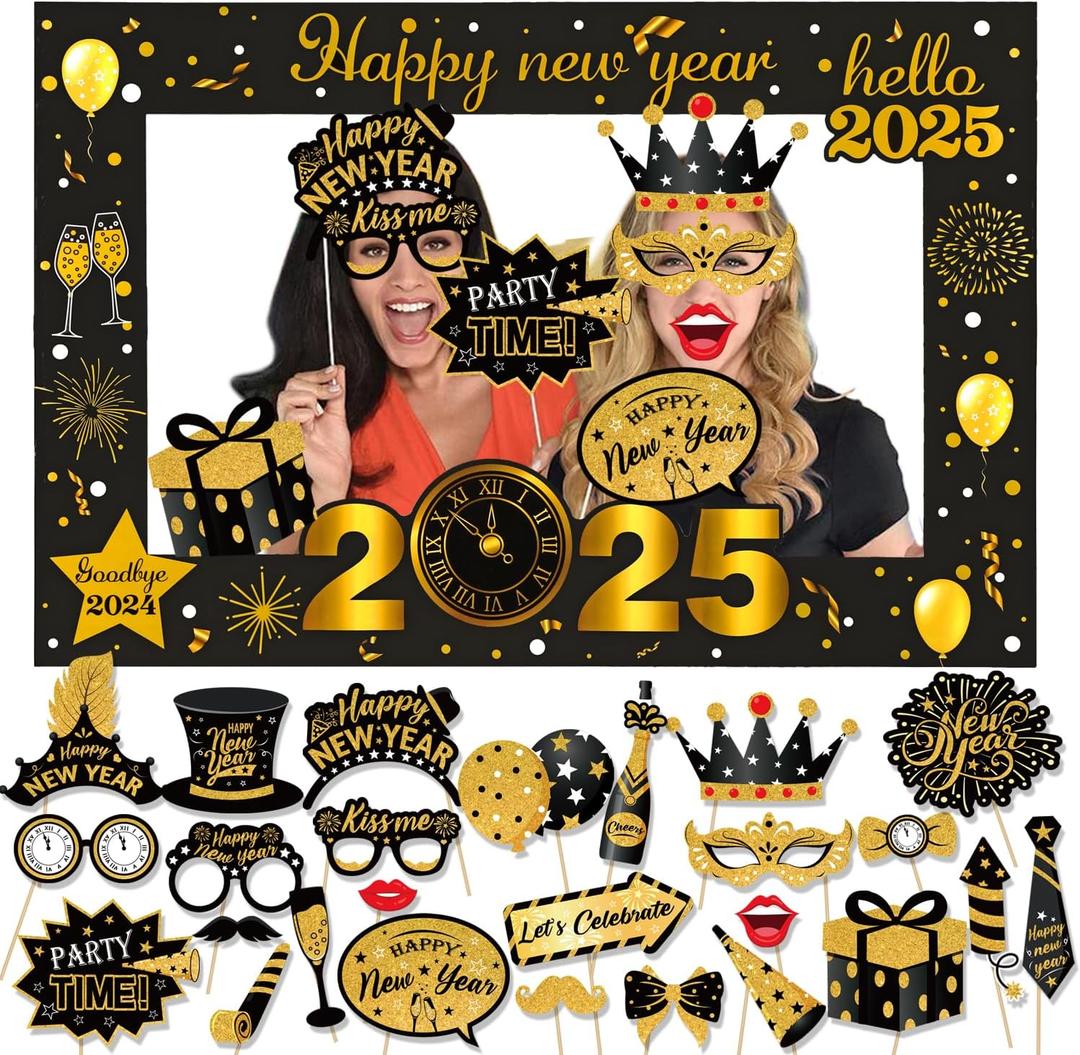 2025 Photo Booth Props | Happy New Year Decorations Party Phoot Booth Props, Pack of 1 