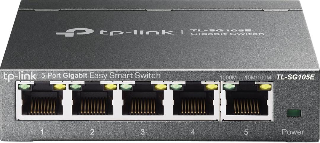 TP-Link 5-Port Gigabit Ethernet Easy Smart Switch| Plug and Play | Desktop | Sturdy Metal w/Shielded Ports | Limited Lifetime Replacement (TL-SG105E), Black