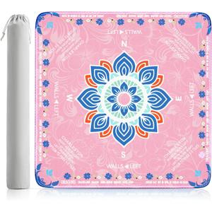 Mahjong Mat for Table 32.4''x32.4'', Rolled Shipping, No Creases Mah Jongg Mat with Carrying Bag for American Mahjong, Poker, Board Games, Card Games & Dominoes - Pink