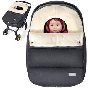 Orzbow Baby Car Seat Cover, Universal Winter Car Seat Cover with Adjustable Collar, Waterproof Carseat Covers Baby with Zipper, Warm Coral Fleece, Detachable and Machine Washable, Dark Grey