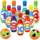 Kids Bowling Toy Set 2-5, Toddler Indoor Outdoor Activity Play Game Toys for 2 3 4 Year Old Boy Girl, Soft 10 Foam Bowling Pins & 2 Balls, Educational Children Birthday Party Gifts Ages 1-3 2-4 3-5