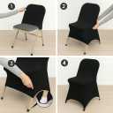 Craft And Party 10 Pack Black Spandex Folding Chair Covers, Stretch Polyester Slipcovers for Wedding, Party & Dining Chairs Flat Front Design, Universal Fit