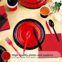 560 Pcs Red and Black Party Decorations Graduation Black and Red Plates Napkins Cups Forks Disposable Stranger Tableware Set for Congrats Grad Fiesta Holiday Wedding Birthday Party Supplies Serves 80