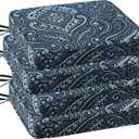 Outdoor Square Corner Seat Cushion, 18.5"x16"x3", Set of 4, Non Slip Seat Cushion Pads with Removable Cover for Patio Furniture, Garden Yard Lawn, Damask Vine