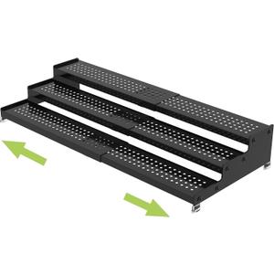 Metal Spice Rack Organizer for Cabinet, 3 Tier Expandable Spice Storage shelf, Great for Kitchen Cabinets, Cupboard,Pantry and Countertop More,Metal plate with hole(1PACK/BLACK) (Black:9.45"D x 12.8"~24L x 3.56"H)