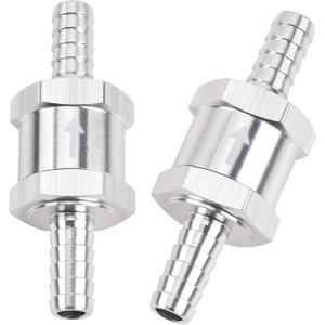 EVIL ENERGY 3/8" Fuel Check Valve One Way Inline Non Return Diesel Gasoline Silver(10mm OD, Set of 2)