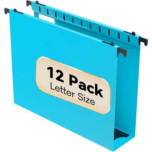 Plastic Hanging File Folder Extra Capacity,12 Pack Reinforced Hang Folders with Heavy Duty 2 Inch Expansion,Filing Cabinet Folders Letter Size,Hanging Organizer Designed for Bulky Files(Blue)