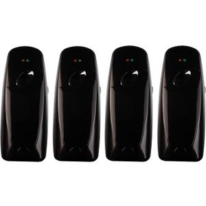 Automatic Air Freshener Spray Dispenser (4-Pack) Wall Mounted or Free Standing, Commercial and Home Use, Multiple Time Scent/Mist Release Settings for Room/Bathroom Sprayer (Black)