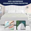 Bamboo Mattress Protector with Zipper - 100% Waterproof Queen Size Cooling Mattress Cover - Ultra Soft Jacquard Fabric Breathable Noiseless Mattress Pad Covers - Zippered Mattress Encasement