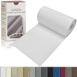 Gheeidau Linen Repair Tape 4x70 Inch Self-Adhesive Couch Patch Repair Fabric Patch for Furniture,Sofas,Cushion,Chairs,Bags,Linen Goods(White)