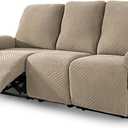 NORTHERN BROTHERS Recliner Sofa Cover, Stretch Washable Slipcover for 3-Seat Reclining Couch, Non Slip Furniture Protector for Pets & Kids, Khaki