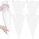 4 Pcs White Cloth Frosting Bags with Plastic Coating 24" Reusable Piping Pastry Bags Large Canvas Cake Decorating Bag Icing Piping Bag for Frosting, Icing, Cakes, Cupcakes, Cookies