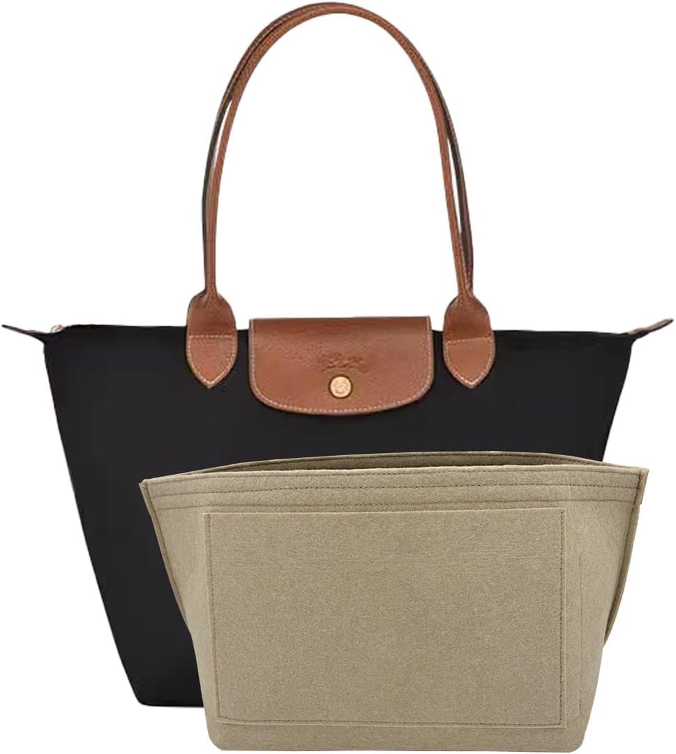 D.DUO Purse Organizer Insert, Bag Organizer for Le Pliage, Handbags Organizer Insert(Beige, Medium)