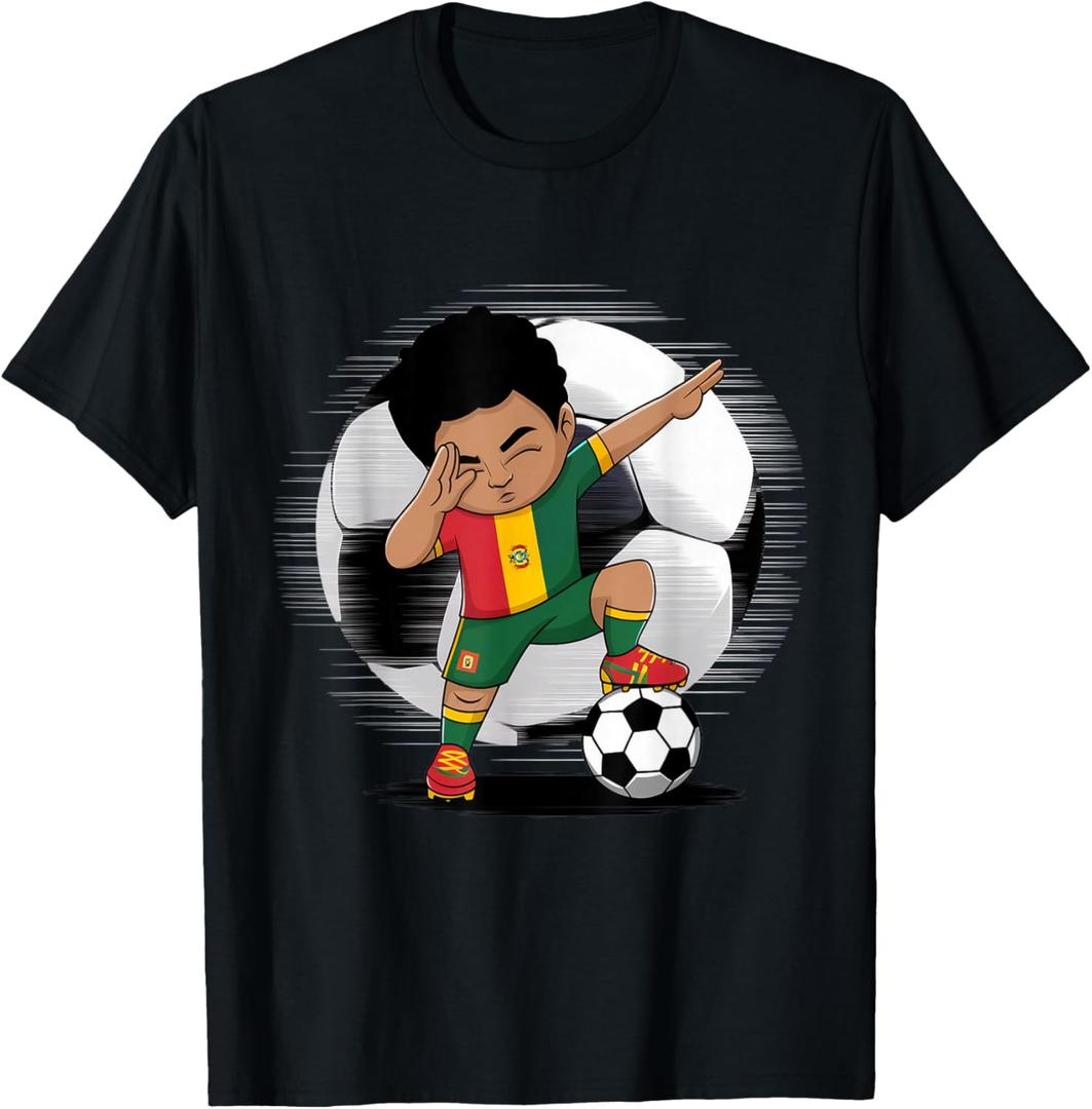 Dabbing Kid Soccer Bolivian Flag Bolivia Roots Bolivia T-Shirt