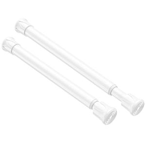 QINGYUN 2 Pack Small Spring Tension Curtain Rod 8 to 12.5 Inch, Thin DIY Tension Rods No Drill for Slim Window Cupboard Closet Sidelights, White