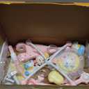 BOBXIN Baby Musical Crib Mobile for Bassinet with Projector and Night Light,150 Music,Timing Function,Take Along Mobile Musical Box and Rattle,Toy for Newborn Girls Boys (pink)