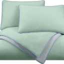 Vellux Solid Jersey Knit 2-Piece Twin Comforter Set - Cotton Blend - Ultra-Soft & Cozy T-Shirt - Light Weight - Breathable - Down Alternative - Bedding for All-Season Comfort (68 x 88, Sage/Gray)