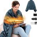 USB Heated Blanket, Portable Heated Blanket Battery Powered, Wearable Heated Shawl Wraps for Office, Electric Heating Lap Blanket Throw, Gifts for Women and Men (Battery is Not Included)