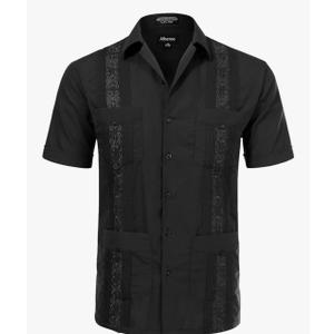 Allsense Men's Short-Sleeve Button-Down Cuban Guayabera Shirt XXL