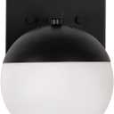 Aspen Creative 62503-11, 1 Light Wall/Vanity, 5-7/8" W x 8-3/4" H x 8-5/8" D, Matte Black Finish/Opal Glass