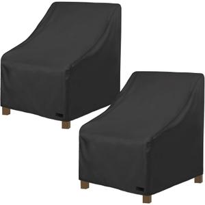 NettyPro Patio Chair Covers Waterproof Outdoor Furniture Swivel Recliner Rocking Lounge Deep Seat Cover, Fits up to 26"W x 28"D x 28"H, 2 Pack, Black