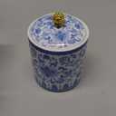 MOASIOP Vintage Blue and White Salt Cellar with Lid - Airtight Ceramic Spice Jar, Kitchen Countertop Storage Container for Salt, Pepper & Seasonings