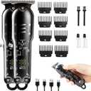 2 Pack Cordless Hair Clippers for Men Small Portable Hair Clipper with LED Display Sharp Stainless Steel Blades for Self-Haircut Use and Home Use