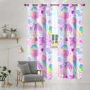 Rainbow Colorful Unicorn Curtains for Kid Living Room, Cream Bat Rose Solid Thermal Insulated Grommet Drapes, Room Darkening Window Curtain Panels(Set of 2, 52x96 Inch), XX240112005-DCL2-5296