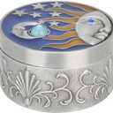 Cute Jewelry Box, Compact Jewelry Organizer, Jewelry Organizer Creative Retro, Round Star and Crescent Trinket Box with Lids Flannelette Lining for Ring Necklaces Earrings Keepsake Organizer