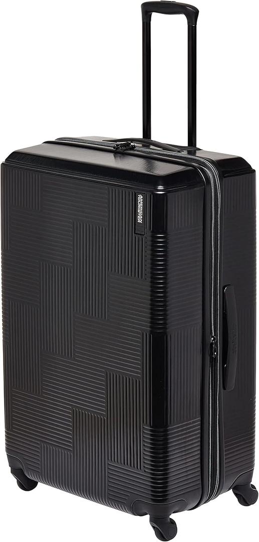 American Tourister Stratum XLT Expandable Hardside Luggage with Spinner Wheels, Jet Black, Checked-Large 28-Inch