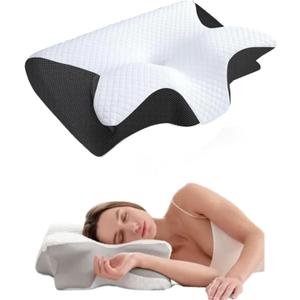 Sleep Apnea Pillow,Cervical Pillow for Sleep Apnea,Premium Memory Foam Pillows for Neck Pain Relief, Neck Support Ergonomic Pillows Side Sleeper Pillow, for Side, Back, Stomach Sleepers (Black)